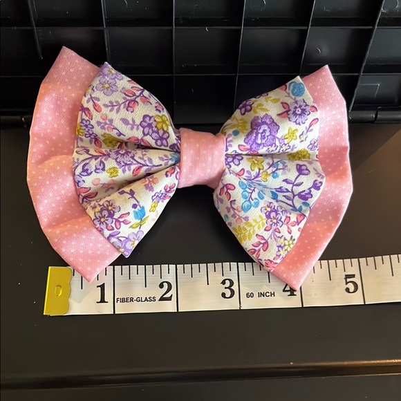 Floral Pink Bow for Kids - Picture 3 of 4